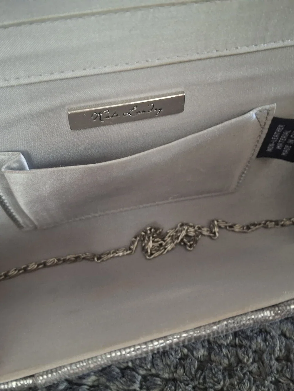 Kate Landry Metallic Silver Textured Clutch